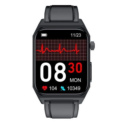 E530 1.91 inch IP68 Waterproof Leather Band Smart Watch Supports ECG / Non-invasive Blood Sugar(Black) - Smart Watches by PMC Jewellery | Online Shopping South Africa | PMC Jewellery