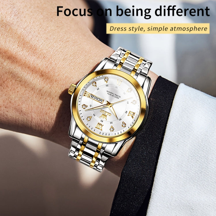 OLEVS 5513 Men Business Luminous Waterproof Quartz Watch(White + Gold) - Metal Strap Watches by OLEVS | Online Shopping South Africa | PMC Jewellery