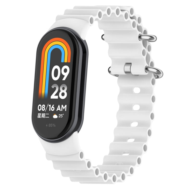 For Xiaomi Mi Band 8 Ocean Silicone Watch Band(White) - Watch Bands by PMC Jewellery | Online Shopping South Africa | PMC Jewellery