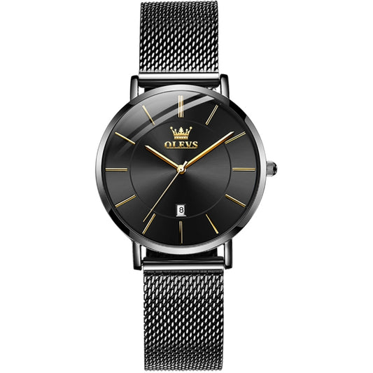 OLEVS 5869 Ladies Business Waterproof Steel Strap Quartz Watch(Black) - Metal Strap Watches by OLEVS | Online Shopping South Africa | PMC Jewellery