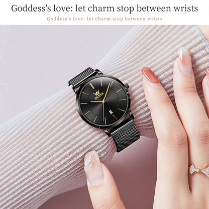 OLEVS 5869 Ladies Business Waterproof Steel Strap Quartz Watch(Black) - Metal Strap Watches by OLEVS | Online Shopping South Africa | PMC Jewellery