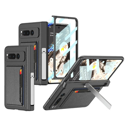 For Google Pixel Fold GKK Integrated Fold Hinge Full Coverage Phone Case with Card Bag(Black) - Google Cases by GKK | Online Shopping South Africa | PMC Jewellery