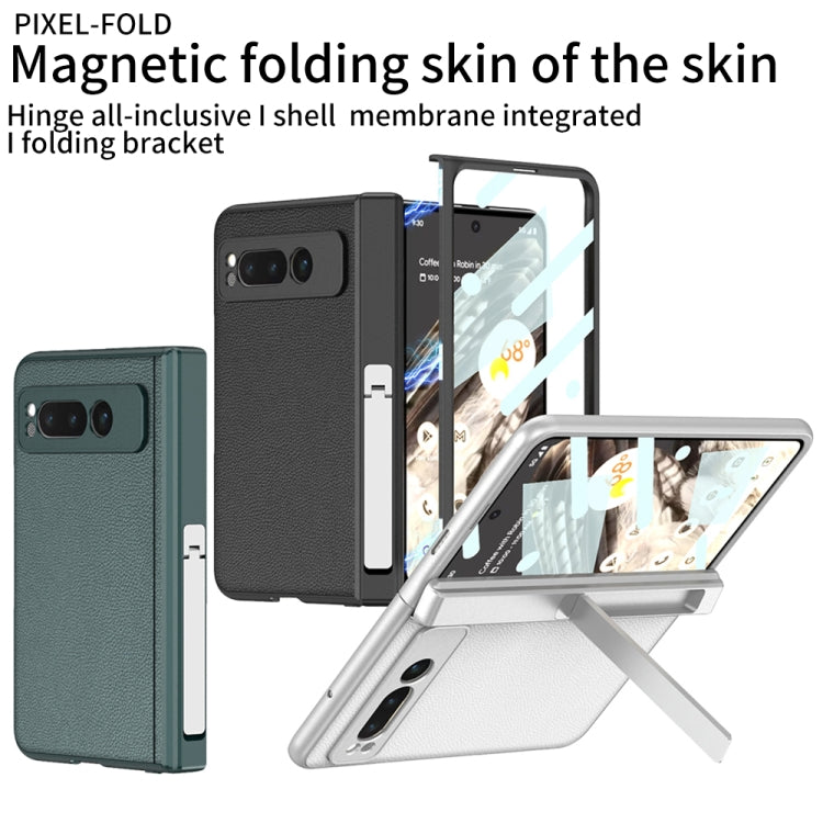 For Google Pixel Fold GKK Integrated Fold Hinge Leather Phone Case with Holder(Black) - Google Cases by GKK | Online Shopping South Africa | PMC Jewellery