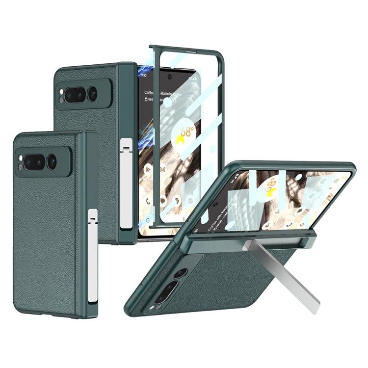 For Google Pixel Fold GKK Integrated Fold Hinge Leather Phone Case with Holder(Green) - Google Cases by GKK | Online Shopping South Africa | PMC Jewellery