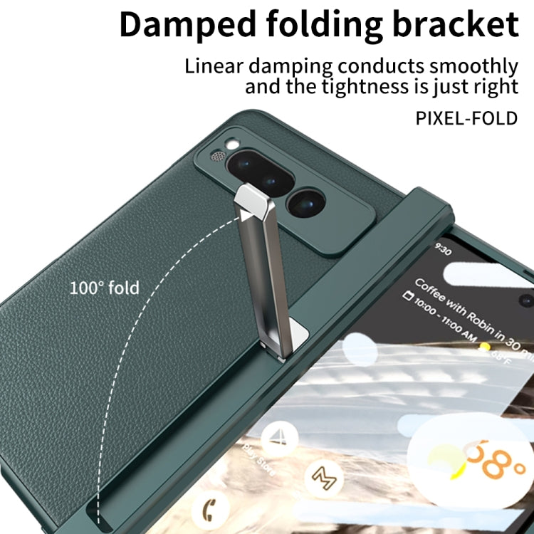 For Google Pixel Fold GKK Integrated Fold Hinge Leather Phone Case with Holder(Carbon Fibre Black) - Google Cases by GKK | Online Shopping South Africa | PMC Jewellery