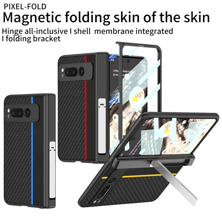 For Google Pixel Fold GKK Integrated Contrast Color Fold Hinge Leather Phone Case with Holder(Yellow) - Google Cases by GKK | Online Shopping South Africa | PMC Jewellery