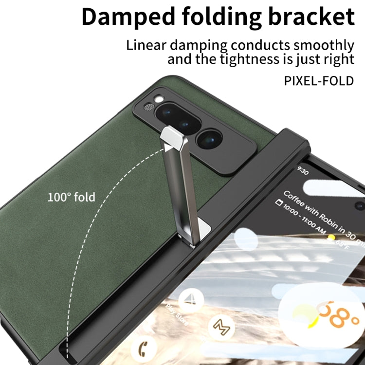 For Google Pixel Fold GKK Integrated Frosted Fold Hinge Leather Phone Case with Holder(Green) - Google Cases by GKK | Online Shopping South Africa | PMC Jewellery