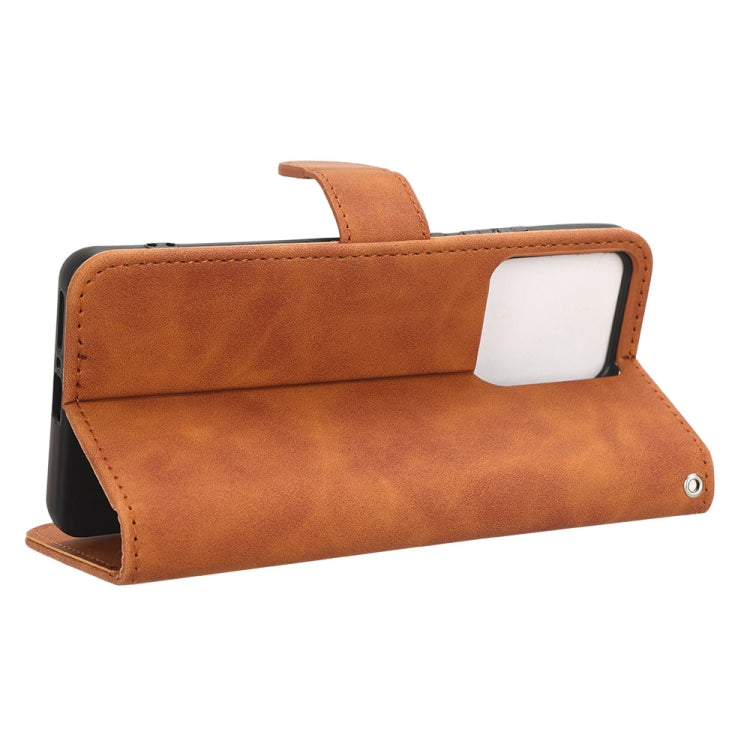 For Motorola Edge 40 Skin Feel Magnetic Flip Leather Phone Case(Brown) - Motorola Cases by PMC Jewellery | Online Shopping South Africa | PMC Jewellery