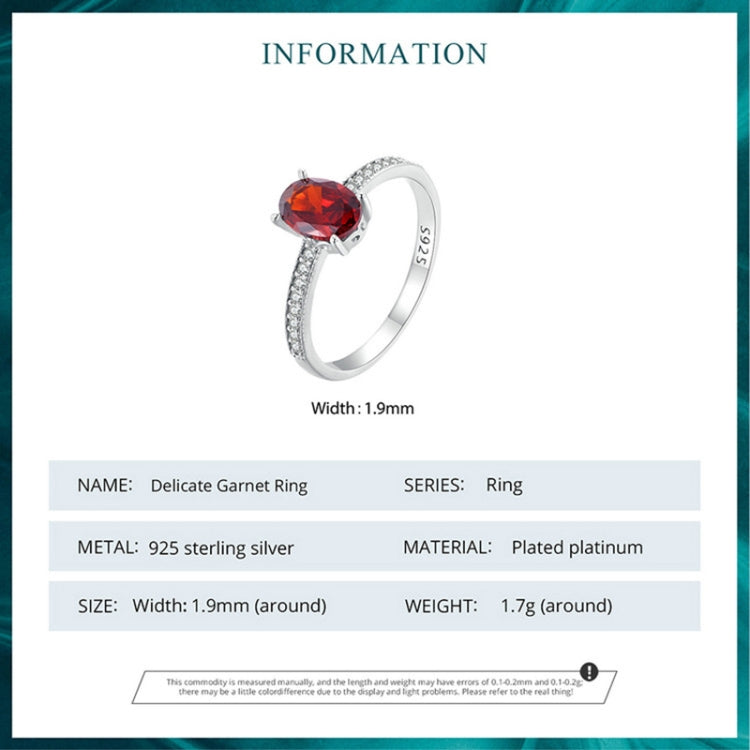 BSR460-7RD S925 Sterling Silver White Gold Plated Zircon Exquisite Pomegranate Ring Hand Decoration - Rings by PMC Jewellery | Online Shopping South Africa | PMC Jewellery