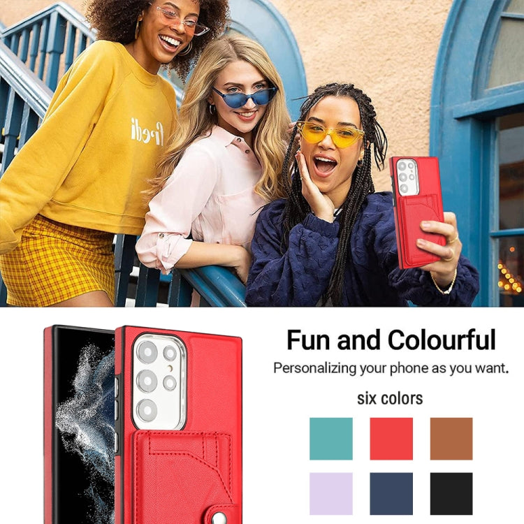 For Samsung Galaxy S22 Ultra 5G Shockproof Leather Phone Case with Card Holder(Red) - free shipping - PMC TechLife - Order now!
