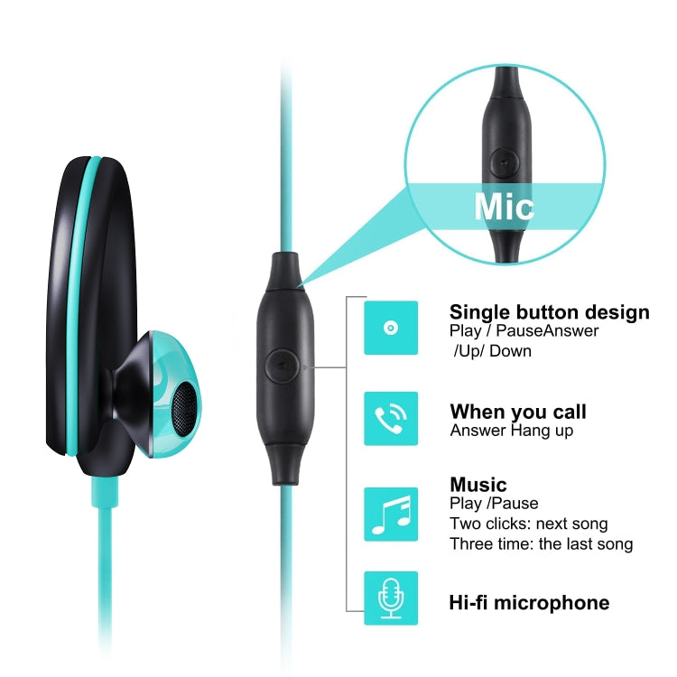 Mucro R12 Wired Stereo Over-Ear Sports Earphone, Length: 1.2m(Blue) - Sport Earphone by Mucro | Online Shopping South Africa | PMC TechLife | Buy Now Pay Later Mobicred
