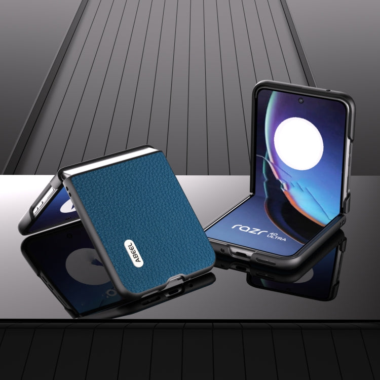For Motorola Razr 40 Ultra ABEEL Genuine Leather Litchi Texture Phone Case(Blue) - free shipping - PMC TechLife - Order now!