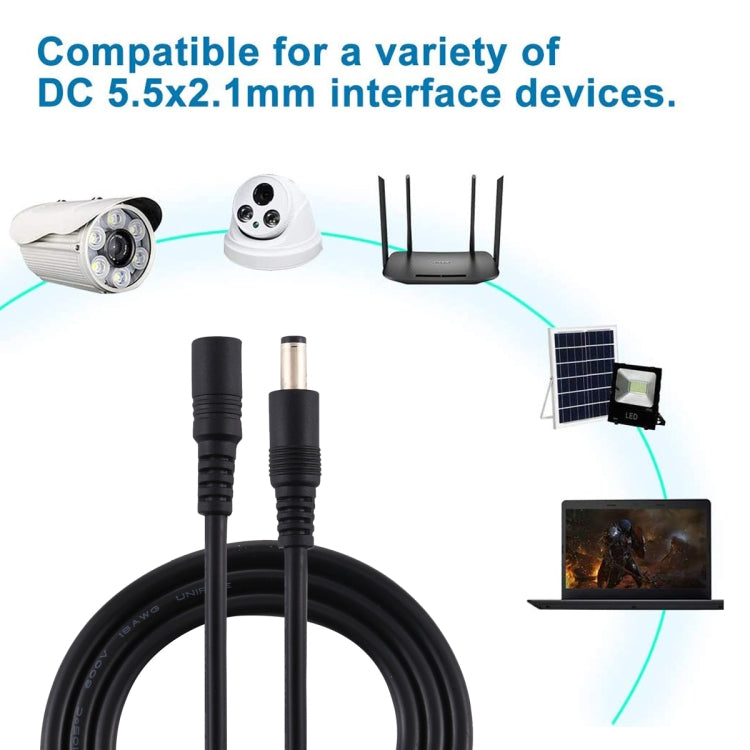 8A 5.5 x 2.1mm Female to Male DC Power Extension Cable(Black) - free shipping - PMC TechLife - Order now!