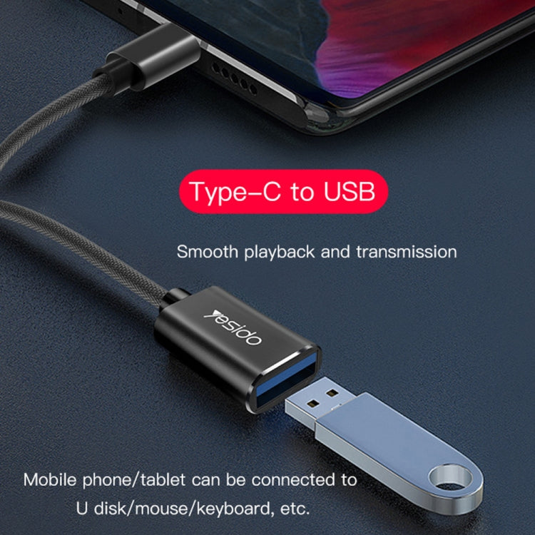 Yesido GS01 Type-C to USB 2.0 OTG Data Converter Cable(Black) - OTG Adapter by Yesido | Online Shopping South Africa | PMC TechLife | Buy Now Pay Later Mobicred