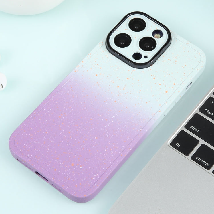 For iPhone 14 Gradient Starry Silicone Phone Case with Lens Film(White Purple) - free shipping - PMC TechLife - Order now!