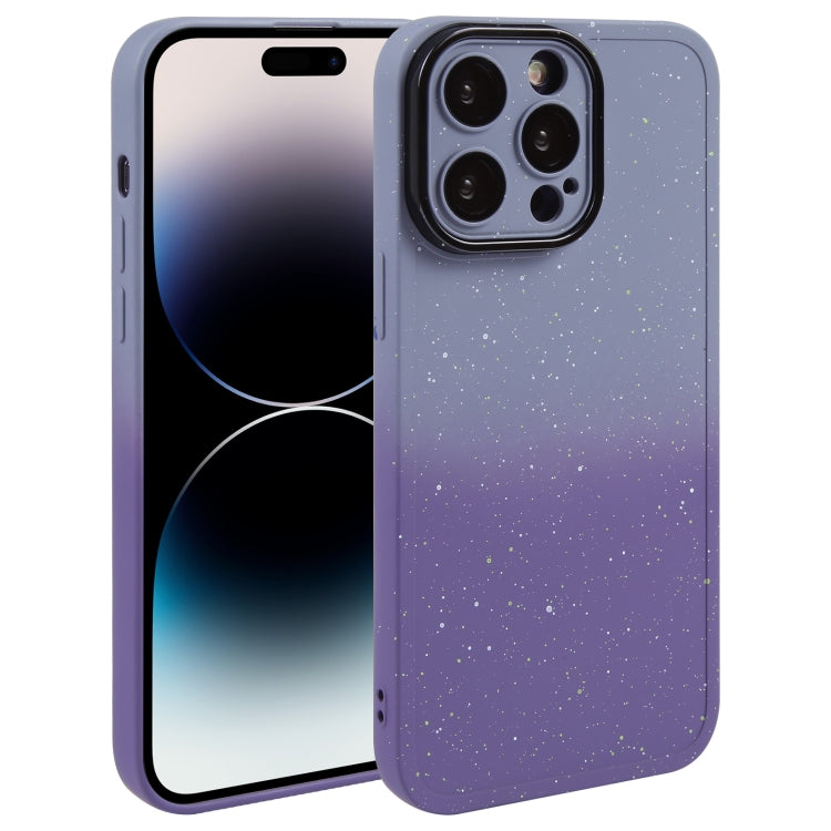 For iPhone 14 Pro Max Gradient Starry Silicone Phone Case with Lens Film(Grey Purple) - iPhone 14 Pro Max Cases by PMC Jewellery | Online Shopping South Africa | PMC Jewellery