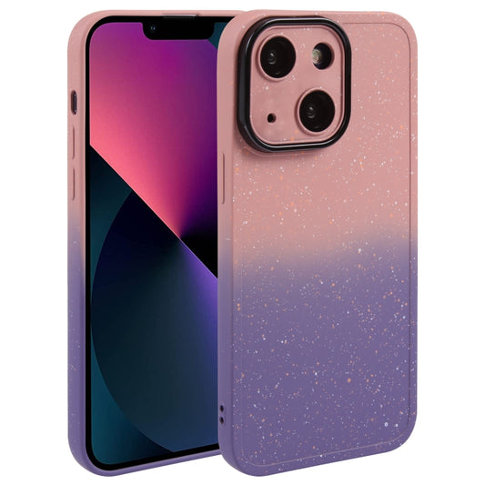 For iPhone 13 Gradient Starry Silicone Phone Case with Lens Film(Pink Purple) - iPhone 13 Cases by PMC Jewellery | Online Shopping South Africa | PMC Jewellery