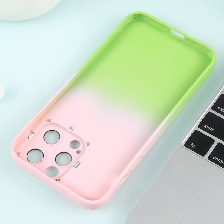 For iPhone 13 Pro Gradient Starry Silicone Phone Case with Lens Film(Pink Green) - iPhone 13 Pro Cases by PMC Jewellery | Online Shopping South Africa | PMC Jewellery