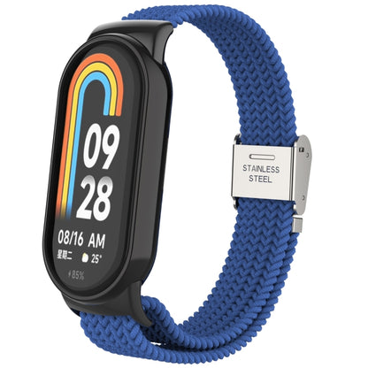 For Xiaomi Mi Band 8 Metal Head + Adjustable Nylon Braided Steel Buckle Watch Band(Cold Blue) - Watch Bands by PMC Jewellery | Online Shopping South Africa | PMC Jewellery