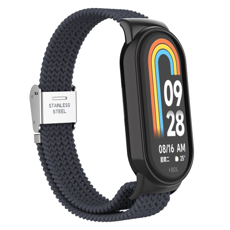 For Xiaomi Mi Band 8 Metal Head + Adjustable Nylon Braided Steel Buckle Watch Band(Charcoal) - Watch Bands by PMC Jewellery | Online Shopping South Africa | PMC Jewellery