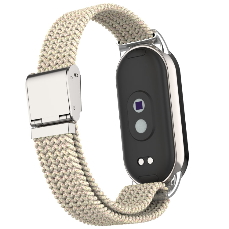 For Xiaomi Mi Band 8 Metal Head + Adjustable Nylon Braided Steel Buckle Watch Band(Starlight Color) - Watch Bands by PMC Jewellery | Online Shopping South Africa | PMC Jewellery