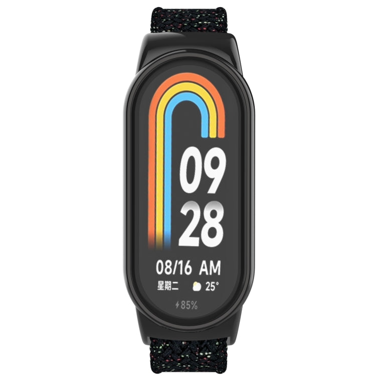 For Xiaomi Mi Band 8 Metal Head + Adjustable Nylon Braided Steel Buckle Watch Band(Starlight Black) - Watch Bands by PMC TechLife | Online Shopping South Africa | PMC TechLife