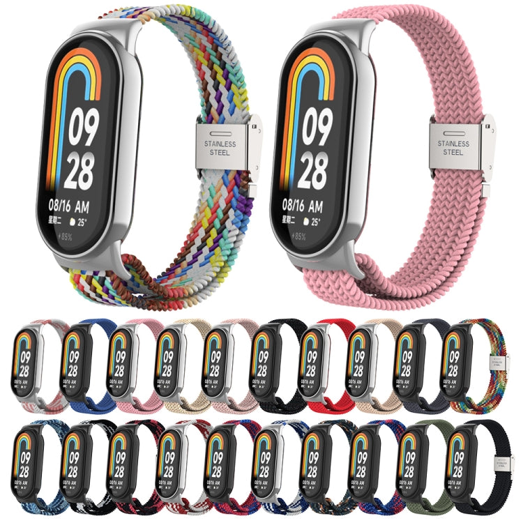 For Xiaomi Mi Band 8 Metal Head + Adjustable Nylon Braided Steel Buckle Watch Band(Starlight Black) - Watch Bands by PMC TechLife | Online Shopping South Africa | PMC TechLife