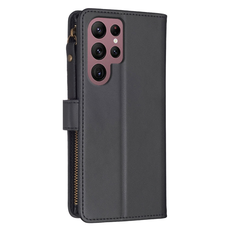 For Samsung Galaxy S22 Ultra 5G 9 Card Slots Zipper Wallet Leather Flip Phone Case(Black) - free shipping - PMC TechLife - Order now!