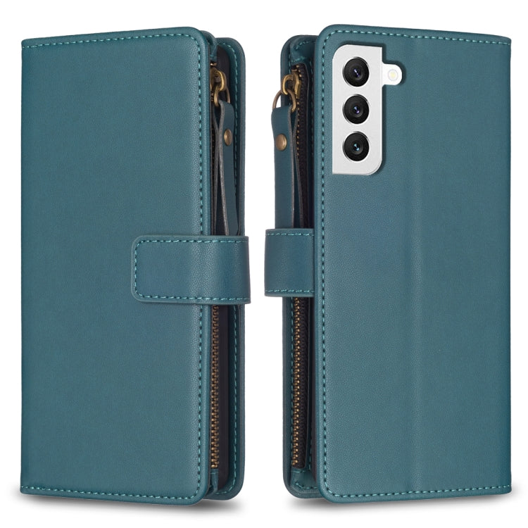 For Samsung Galaxy S22 5G 9 Card Slots Zipper Wallet Leather Flip Phone Case(Green) - free shipping - PMC TechLife - Order now!
