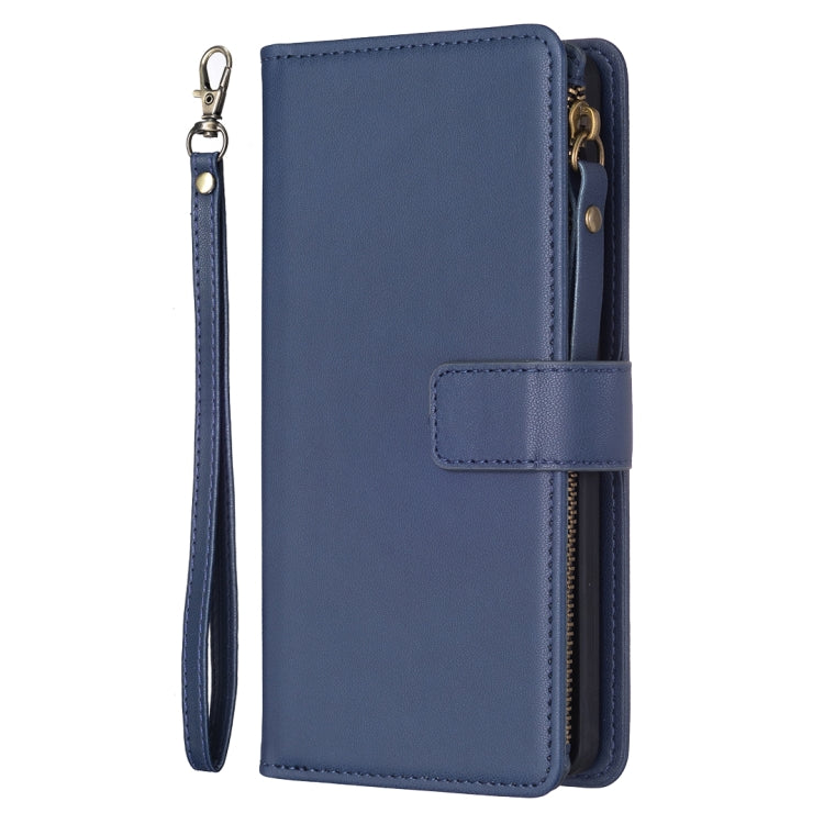 For Samsung Galaxy S23+ 5G 9 Card Slots Zipper Wallet Leather Flip Phone Case(Blue) - free shipping - PMC TechLife - Order now!