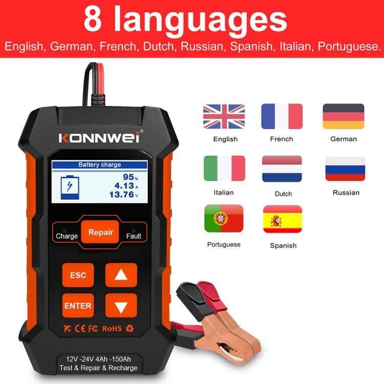 KONNWEI KW520 12V / 24V 3 in 1 Car Battery Tester with Detection & Repair & Charging Function(UK Plug) - Code Readers & Scan Tools by KONNWEI | Online Shopping South Africa | PMC Jewellery