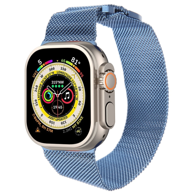 For Apple Watch Ultra 49mm Milanese Metal Magnetic Watch Band(Blue) - Watch Bands by PMC Jewellery | Online Shopping South Africa | PMC Jewellery