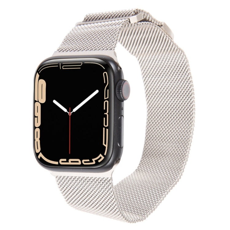 For Apple Watch 7 41mm Milanese Metal Magnetic Watch Band(Starlight) - Watch Bands by PMC Jewellery | Online Shopping South Africa | PMC Jewellery