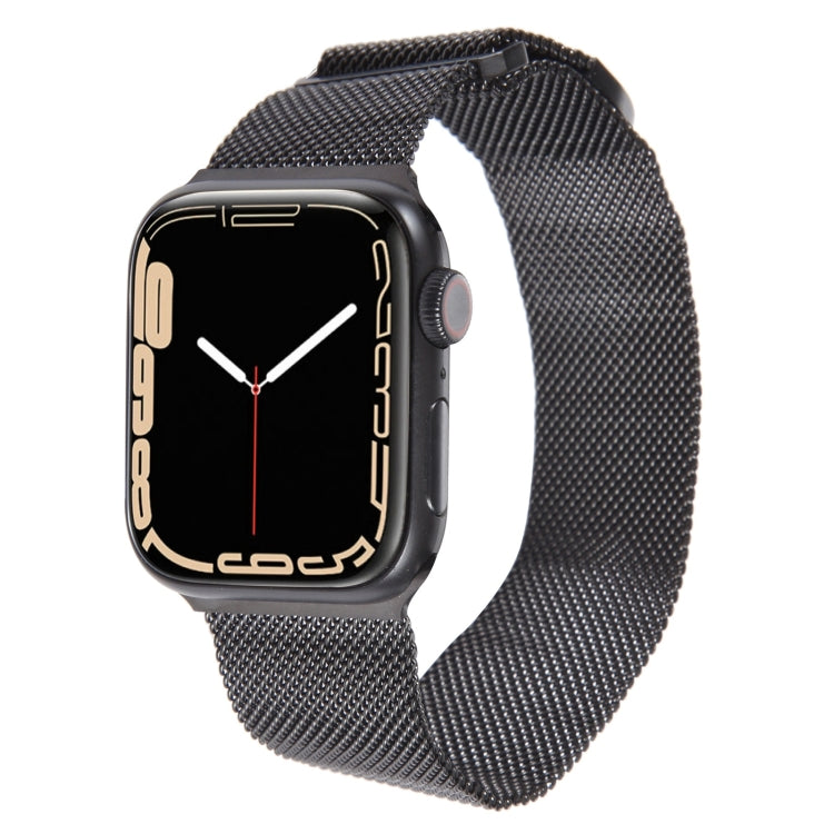 For Apple Watch 7 45mm Milanese Metal Magnetic Watch Band(Black) - Watch Bands by PMC Jewellery | Online Shopping South Africa | PMC Jewellery