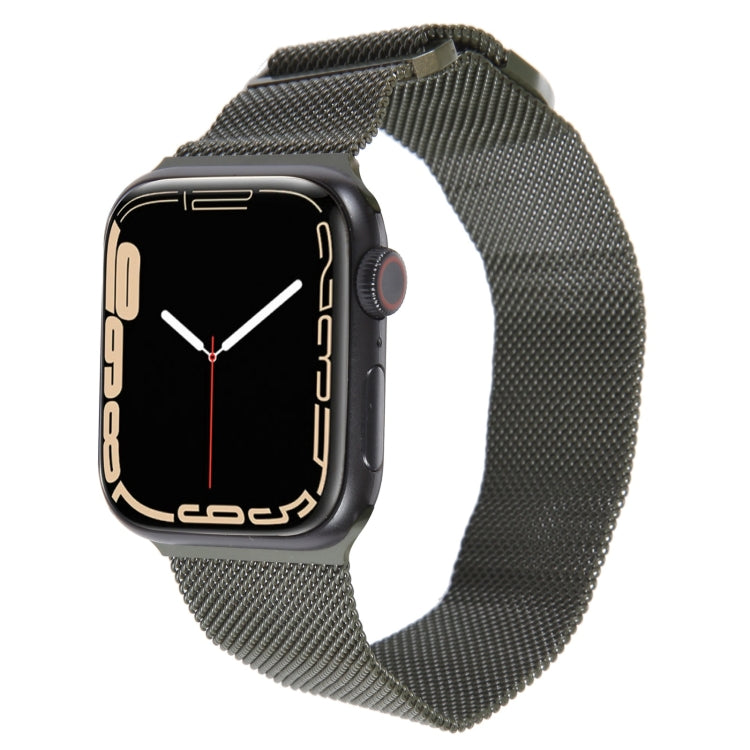 For Apple Watch 38mm Milanese Metal Magnetic Watch Band(Army Green) - Watch Bands by PMC Jewellery | Online Shopping South Africa | PMC Jewellery