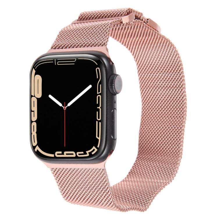 For Apple Watch 38mm Milanese Metal Magnetic Watch Band(Pink) - Watch Bands by PMC Jewellery | Online Shopping South Africa | PMC Jewellery