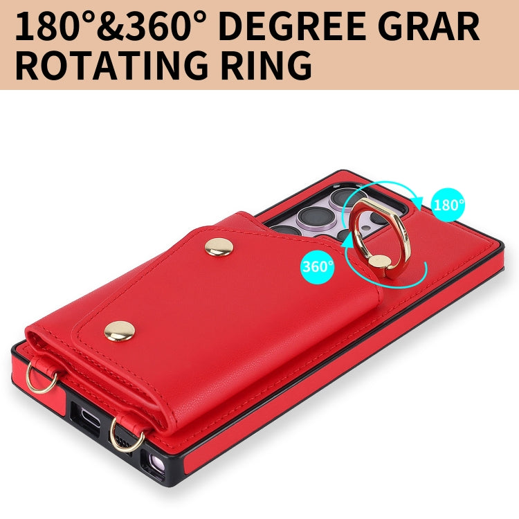 For Samsung Galaxy S23 Ultra 5G Zipper Card Bag Phone Case with Dual Lanyard(Red) - Galaxy S23 Ultra 5G Cases by PMC TechLife | Online Shopping South Africa | PMC TechLife | Buy Now Pay Later Mobicred