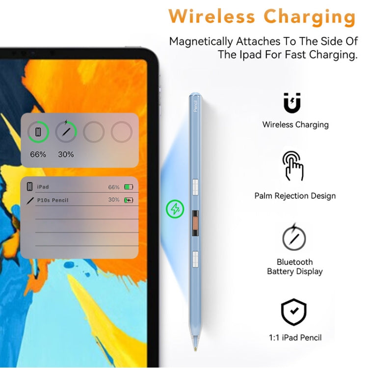 P10s Transparent Case Wireless Charging Stylus Pen for iPad 2018 or Later(Blue) - Stylus Pen by PMC TechLife | Online Shopping South Africa | PMC TechLife