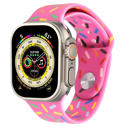 Rainbow Raindrops Silicone Watch Band For Apple Watch Ultra 49mm(Rose Red) - Watch Bands by PMC Jewellery | Online Shopping South Africa | PMC Jewellery