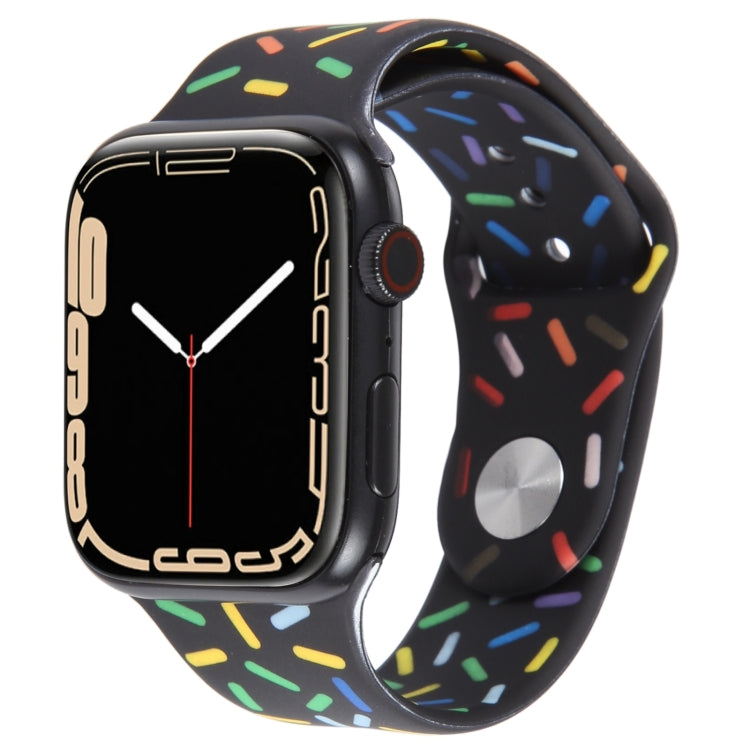 Rainbow Raindrops Silicone Watch Band For Apple Watch 8 41mm(Black) - Watch Bands by PMC Jewellery | Online Shopping South Africa | PMC Jewellery