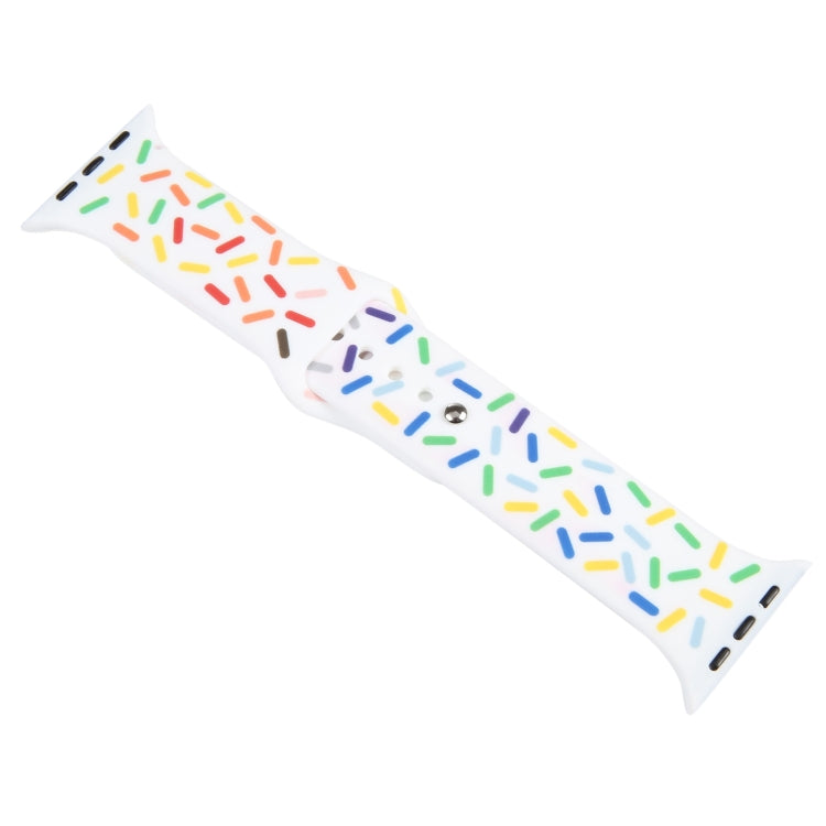 Rainbow Raindrops Silicone Watch Band For Apple Watch 8 45mm(White) - Watch Bands by PMC Jewellery | Online Shopping South Africa | PMC Jewellery