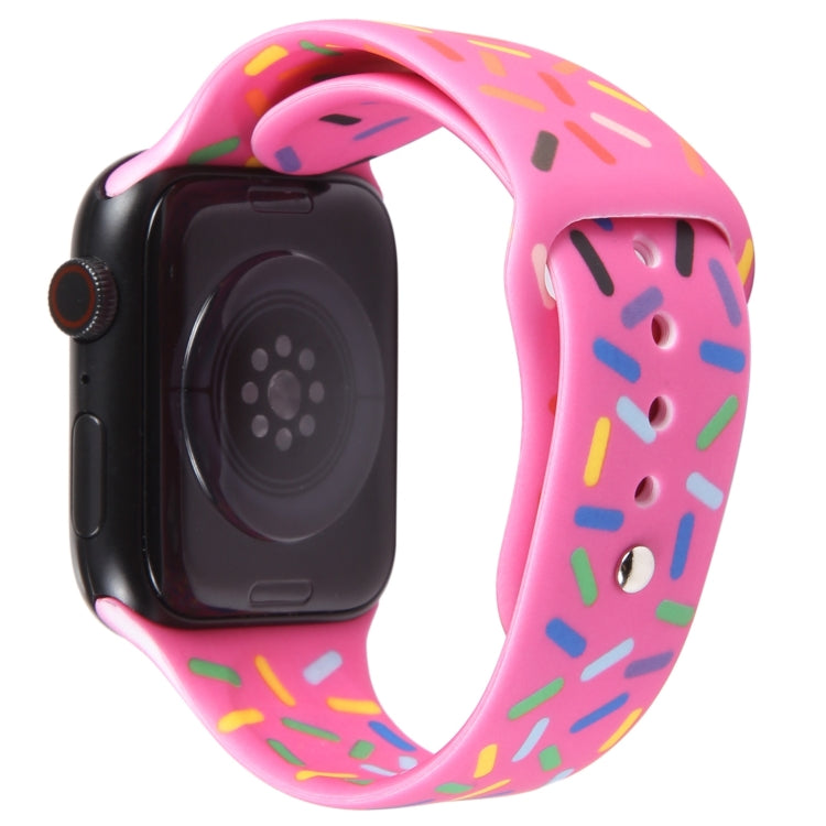 Rainbow Raindrops Silicone Watch Band For Apple Watch 8 45mm(Rose Red) - Watch Bands by PMC Jewellery | Online Shopping South Africa | PMC Jewellery