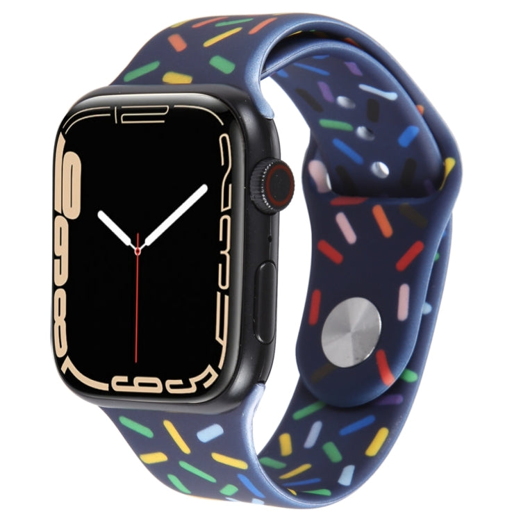 Rainbow Raindrops Silicone Watch Band For Apple Watch 7 41mm(Midnight) - Watch Bands by PMC Jewellery | Online Shopping South Africa | PMC Jewellery