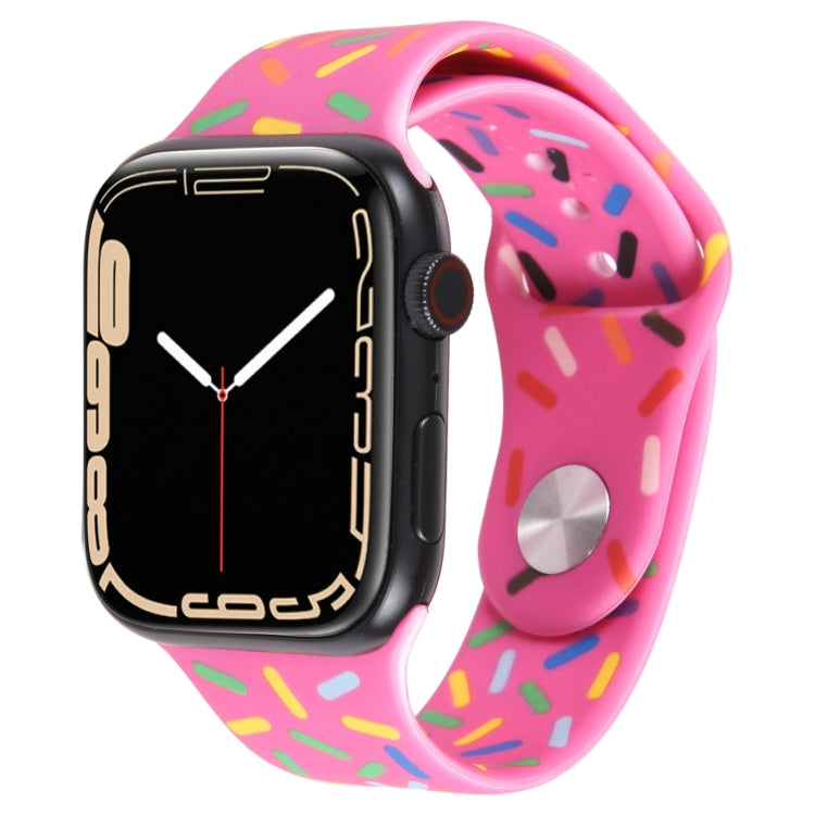 Rainbow Raindrops Silicone Watch Band For Apple Watch 7 41mm(Rose Red) - Watch Bands by PMC Jewellery | Online Shopping South Africa | PMC Jewellery