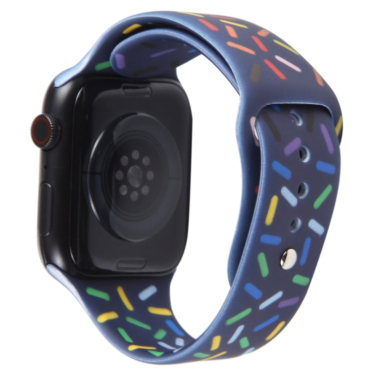 Rainbow Raindrops Silicone Watch Band For Apple Watch 7 45mm(Midnight) - Watch Bands by PMC Jewellery | Online Shopping South Africa | PMC Jewellery