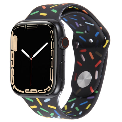 Rainbow Raindrops Silicone Watch Band For Apple Watch SE 2022 44mm(Black) - Watch Bands by PMC Jewellery | Online Shopping South Africa | PMC Jewellery