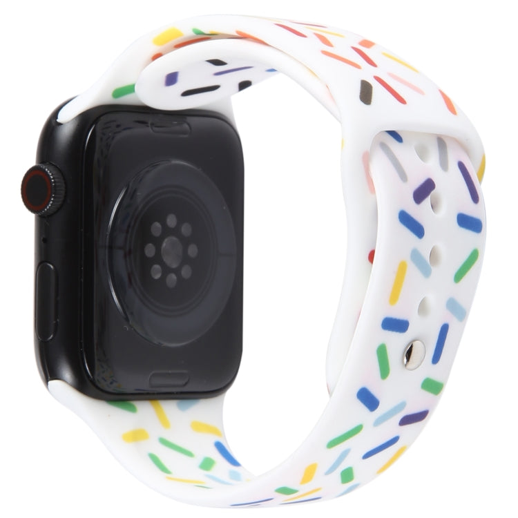 Rainbow Raindrops Silicone Watch Band For Apple Watch SE 40mm(White) - Watch Bands by PMC Jewellery | Online Shopping South Africa | PMC Jewellery