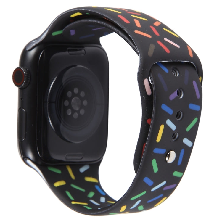 Rainbow Raindrops Silicone Watch Band For Apple Watch SE 44mm(Black) - Watch Bands by PMC Jewellery | Online Shopping South Africa | PMC Jewellery