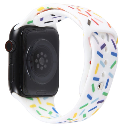 Rainbow Raindrops Silicone Watch Band For Apple Watch 3 42mm(White) - Watch Bands by PMC Jewellery | Online Shopping South Africa | PMC Jewellery