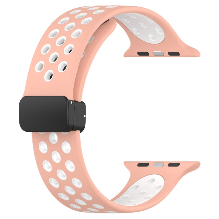 For Apple Watch SE 40mm Magnetic Buckle Silicone Watch Band(Pink White) - Watch Bands by PMC Jewellery | Online Shopping South Africa | PMC Jewellery